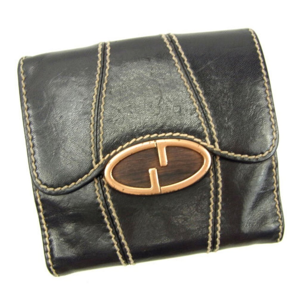 Authentic Gucci Wallet Purse G logos Black Woman unisex  Used